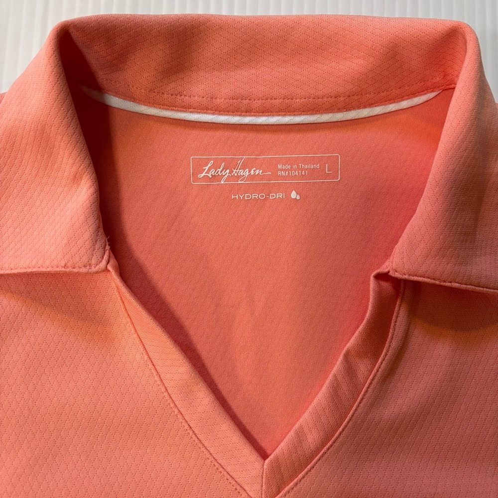 Lady Hagen Peach Sleeveless Collared Top L - Picture 7 of 9